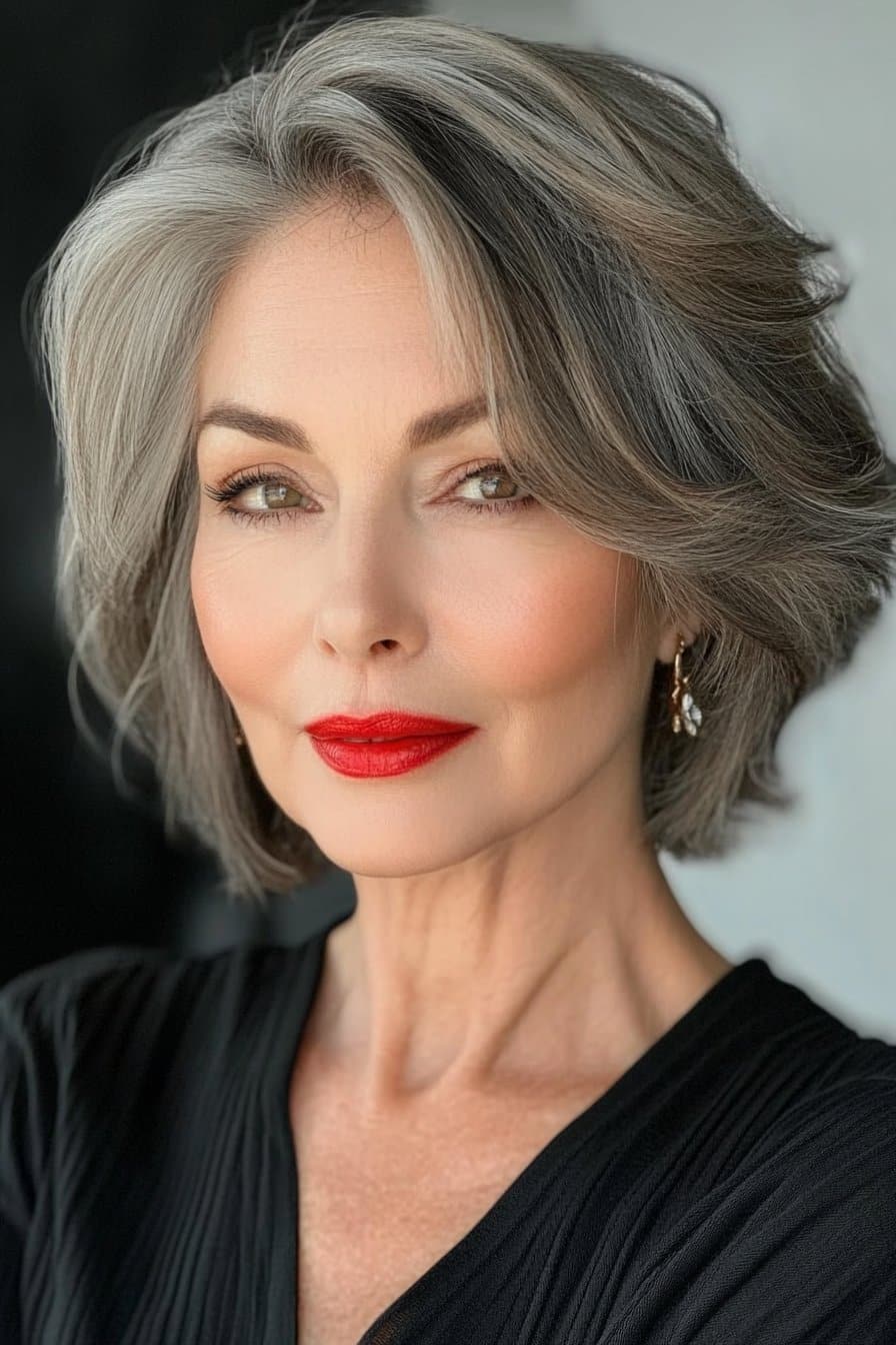 Classic traditional stacked bob for a timeless look over 50