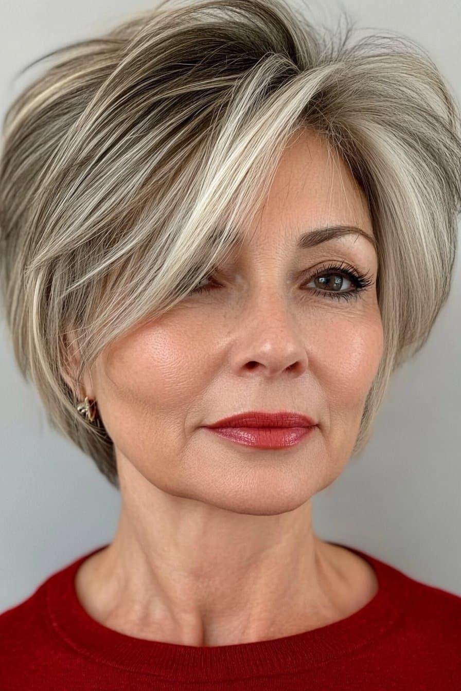 Modern undercut stacked bob hairstyle for 50