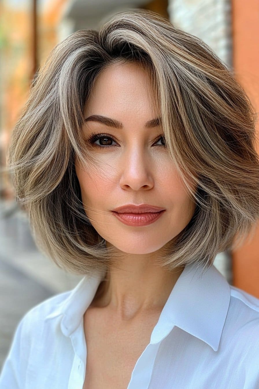 Fuller voluminous stacked bob hairstyles for older women