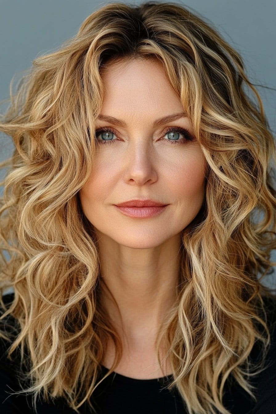 Gorgeous medium length hairstyles for women over 50 featuring soft waves and volume boost