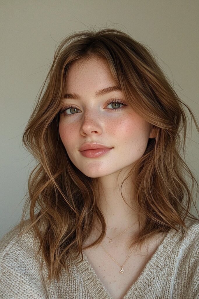A young woman with rosy cheeks and a barely-there lip color. The look enhances her natural flush, giving a fresh, youthful appearance.