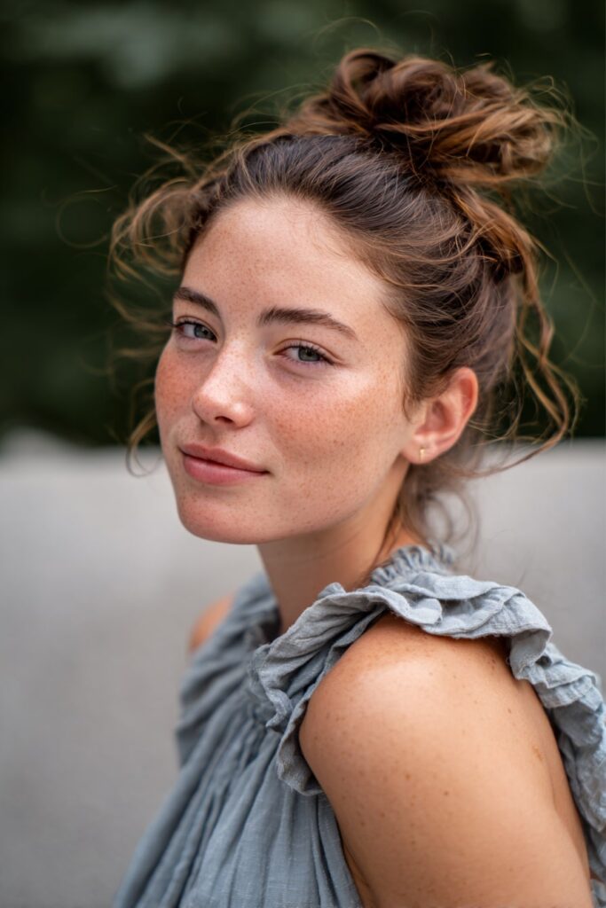 Elegant twisted crown updo hairstyle for medium hair, creating a regal braided headband effect