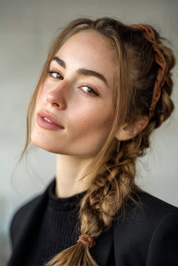 Romantic loose boho side braid with twisted rope headband – Headband Hairstyles series.