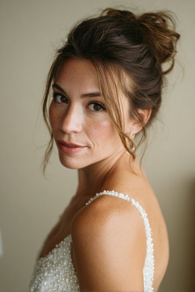 A voluminous blowout on thin fine hair, styled to create maximum lift and airy fullness for a bridal-ready look.