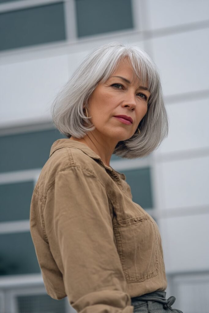 angled bob haircut with subtle layering
