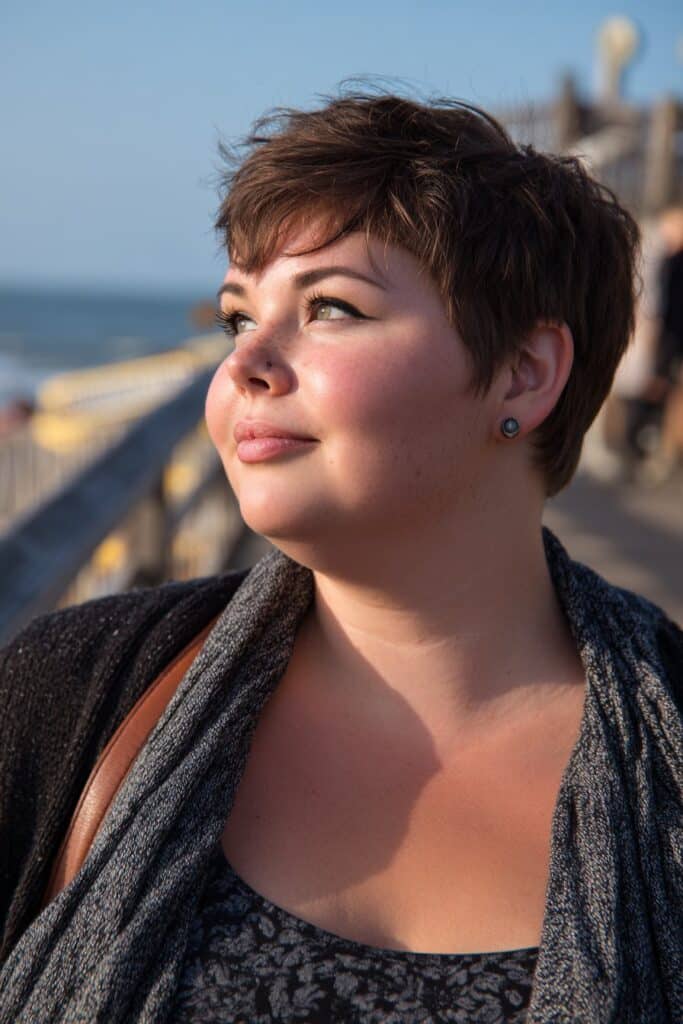 asymmetrical pixie with long sweeping fringe