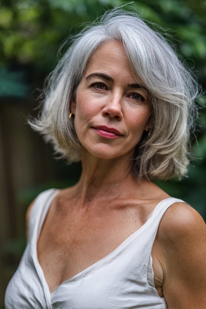 choppy neck length bob with textured ends