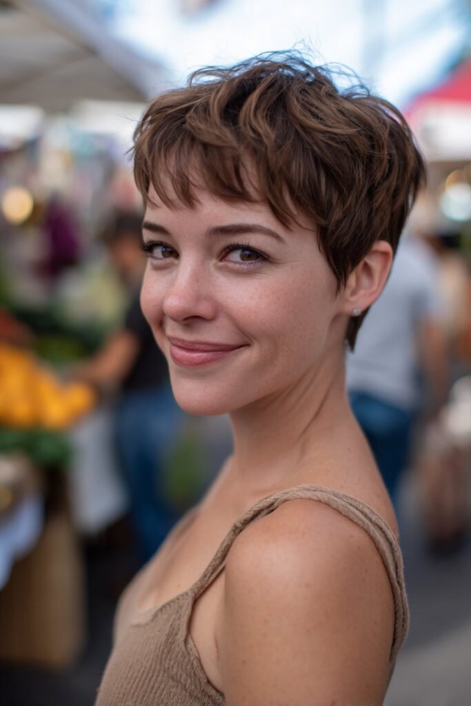 choppy pixie short shag with bangs