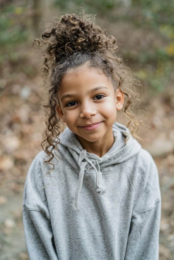 Curly faux hawk cascade with soft flowing curls