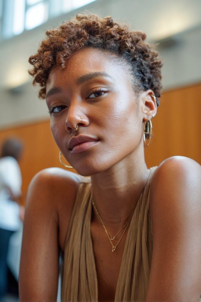 girl wearing faux hawk made with flat twists on 4c hair