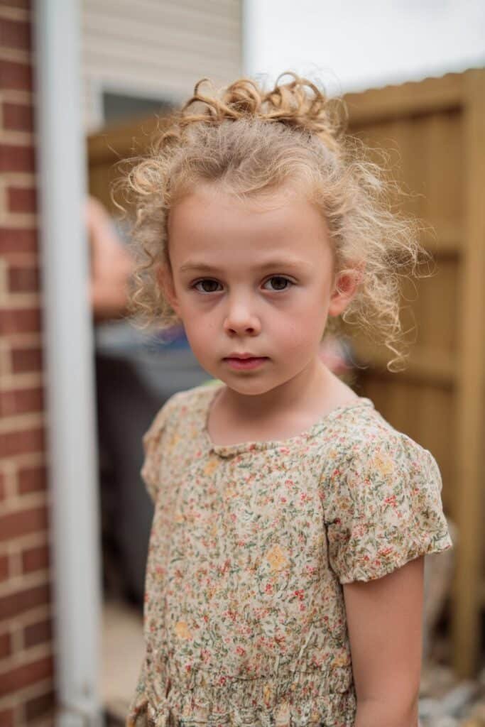 Twist out blond curls styled for a garden party