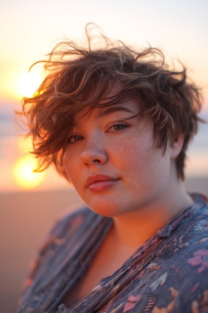 messy pixie with soft face framing layers
