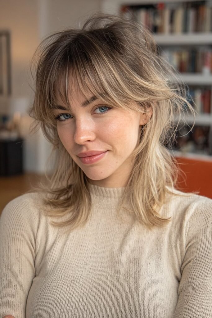 messy short shag with piecey separated bangs