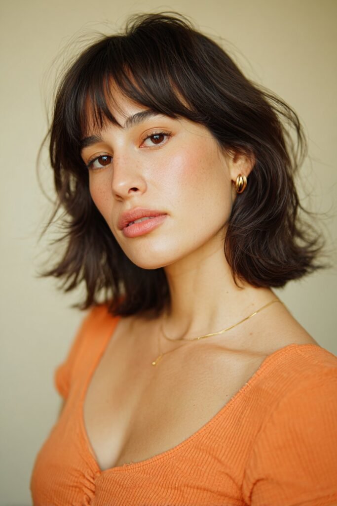 middle part bixie haircut with face framing layers