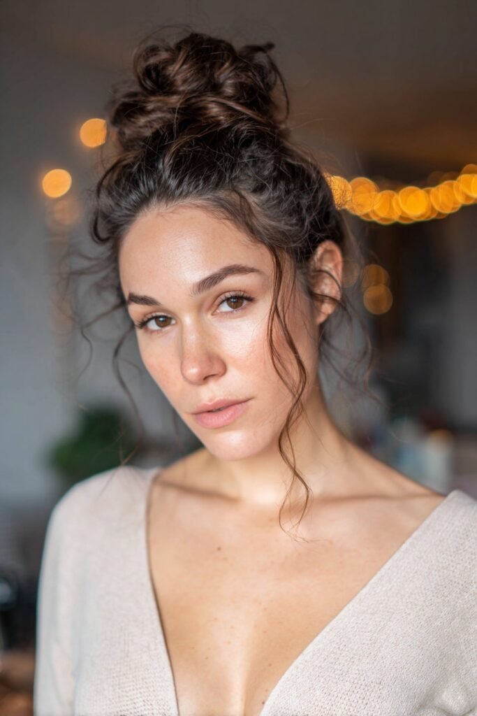 Miracle Knots messy bun with loose strands and soft casual volume