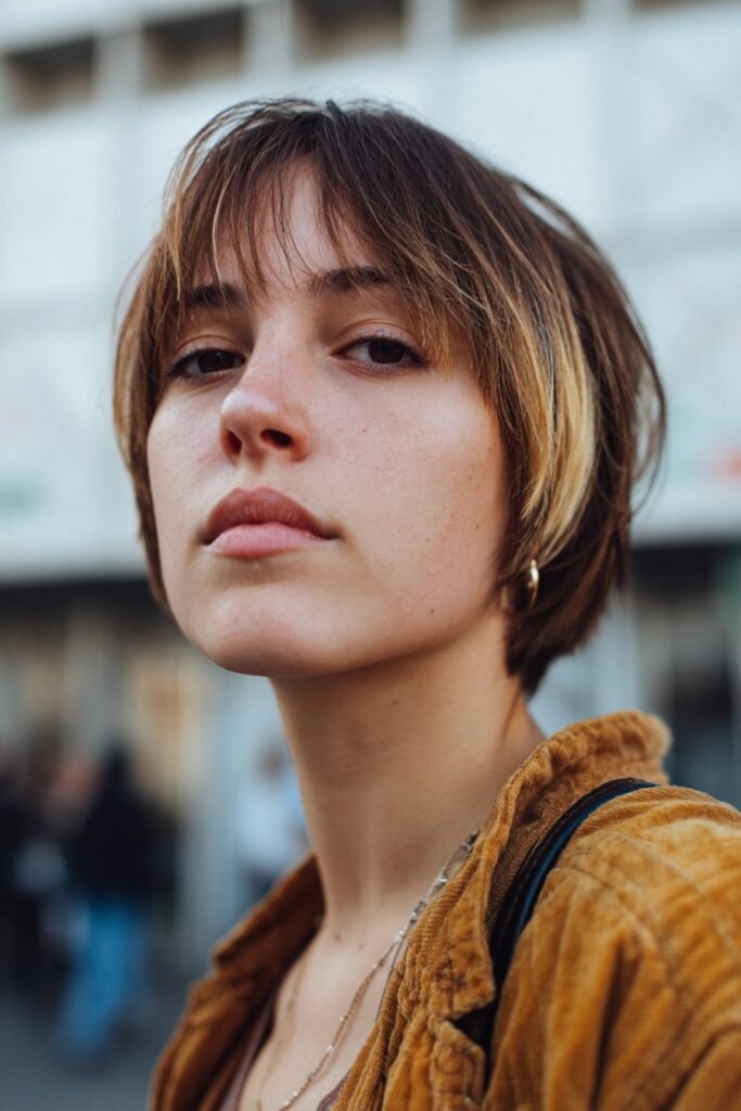 ombré bixie haircut with soft color gradient