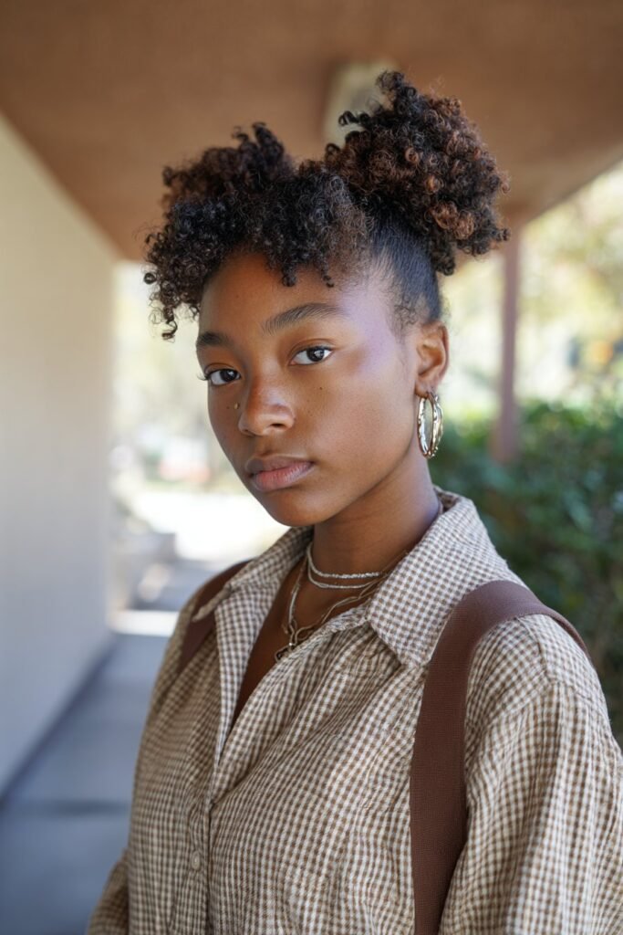 girl wearing pineapple puff with twist out ends