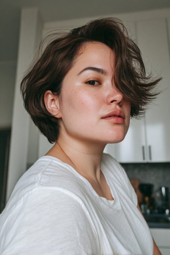pixie bob hybrid with a deep side part