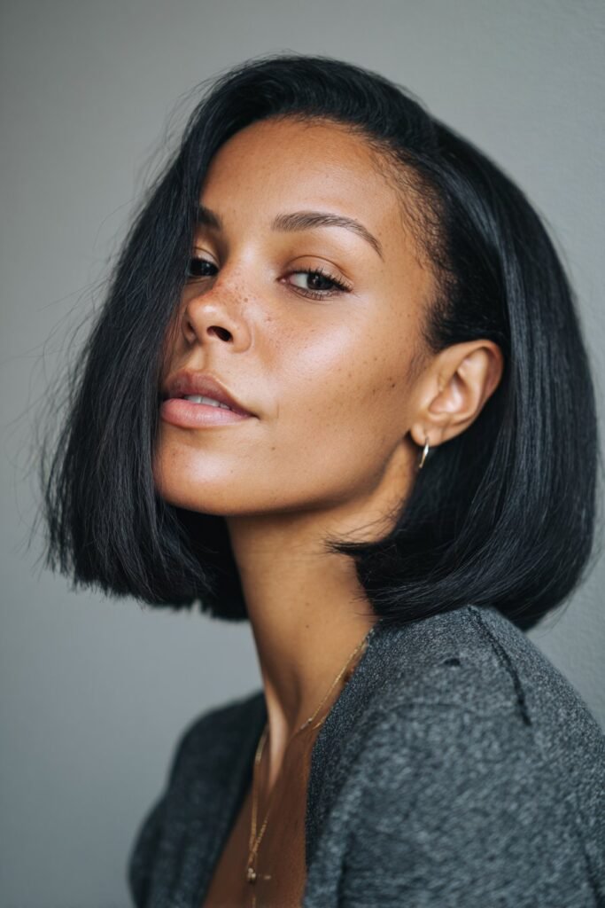 sleek straight bixie haircut with smooth finish