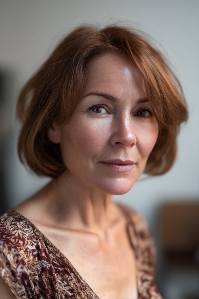 stacked bob hairstyle with lifted crown volume