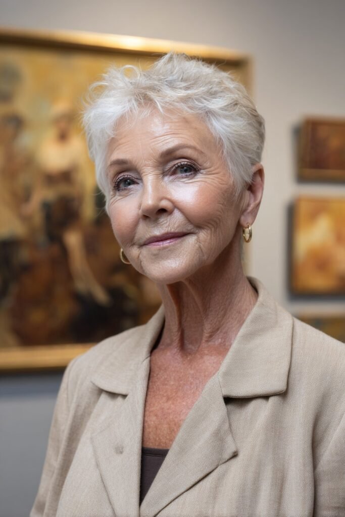 asymmetrical short cut for fine hair over 70