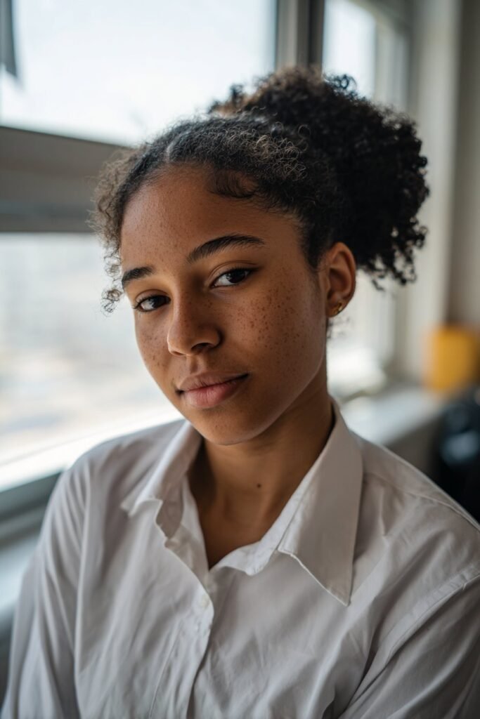 school girl with natural 4c twist out hairstyle
