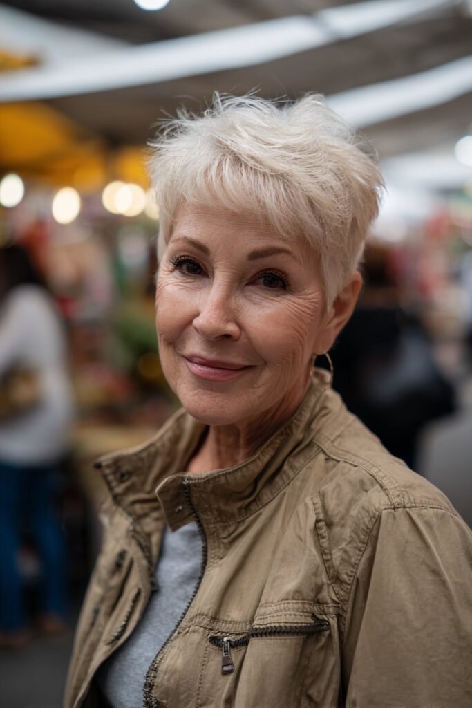 feathered short cut lifting fine hair over 70