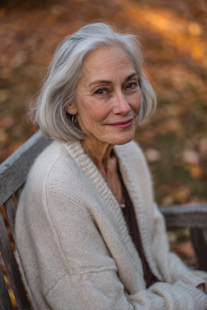 textured bob adding fullness to fine hair over 70