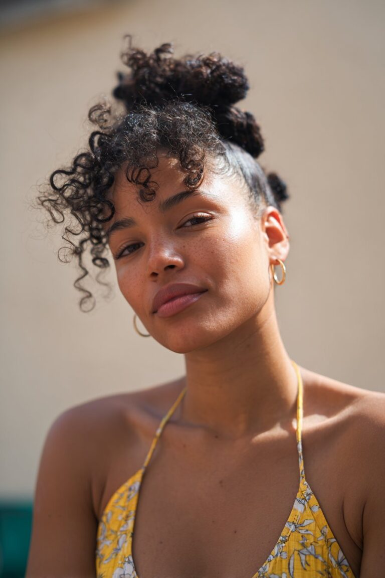 alt="tight coily Miracle Knots with compact curls and defined perimeter"