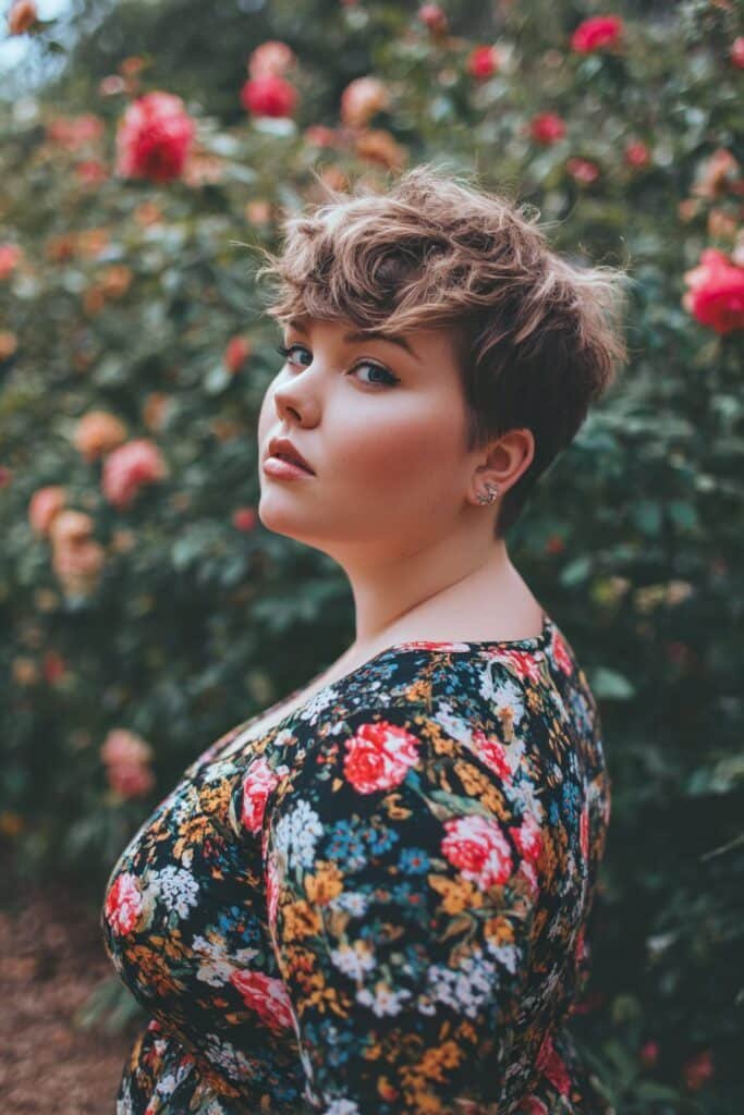 tousled pixie with subtle highlights adding dimension
