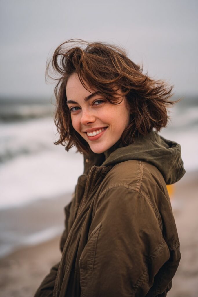 volume boosting short shag with arched lifted bangs