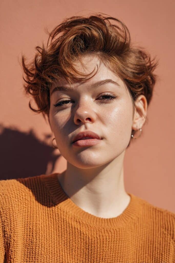 voluminous bixie haircut with lifted crown