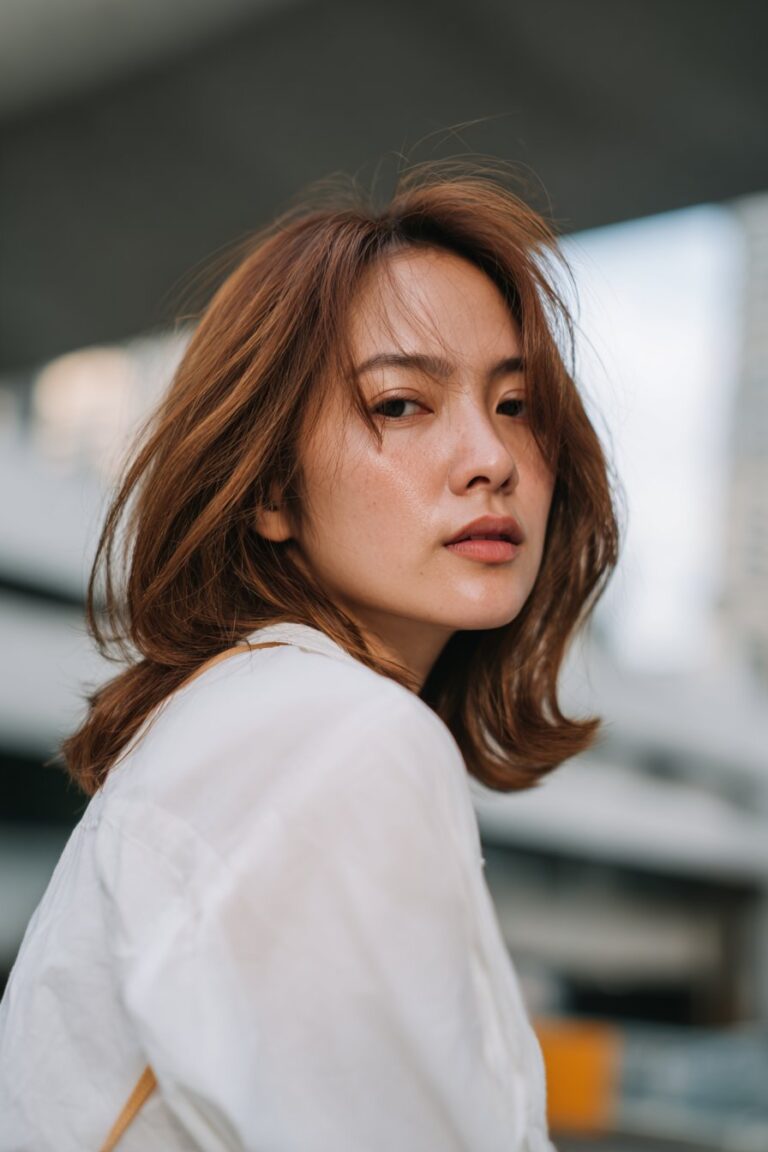 Chestnut ombre hair color with smooth brown gradient transition.