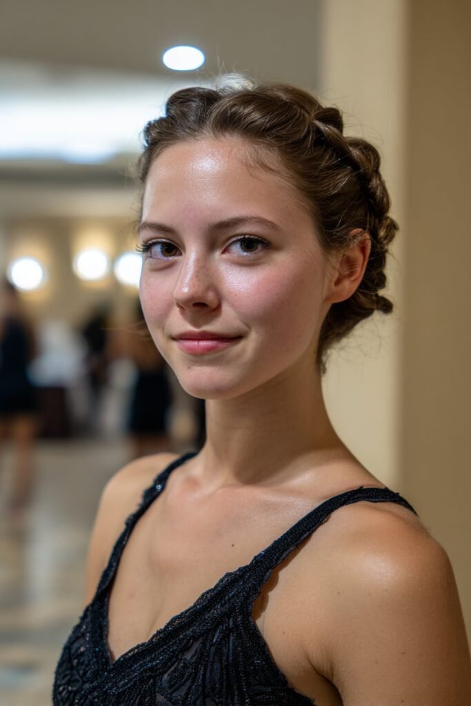girl with braided crown dance hairstyle