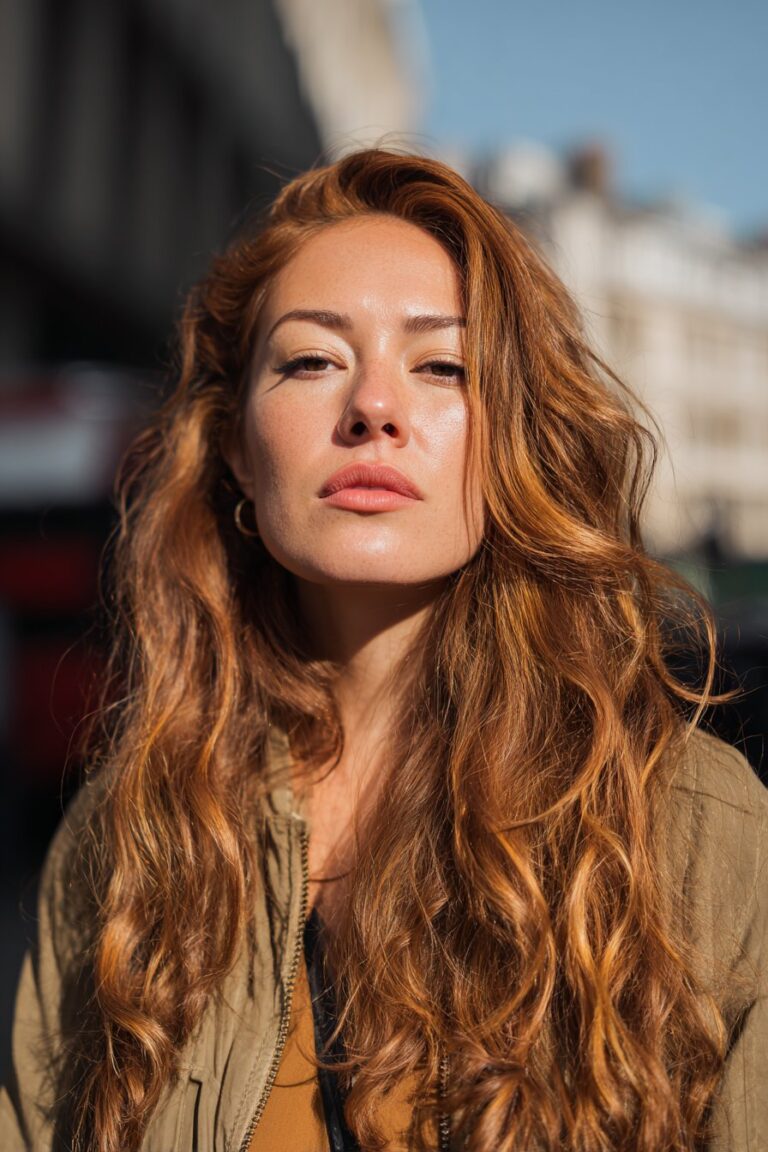 Caramel and ash blonde highlights blended for a soft modern look