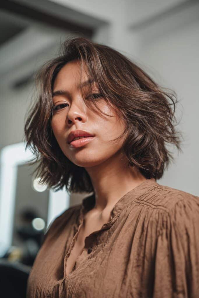 medium length layered shag haircut with highlights