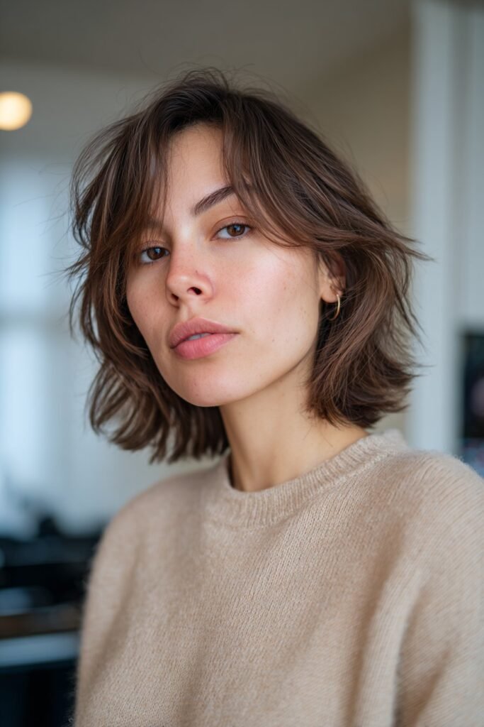 medium length shag haircut with natural texture