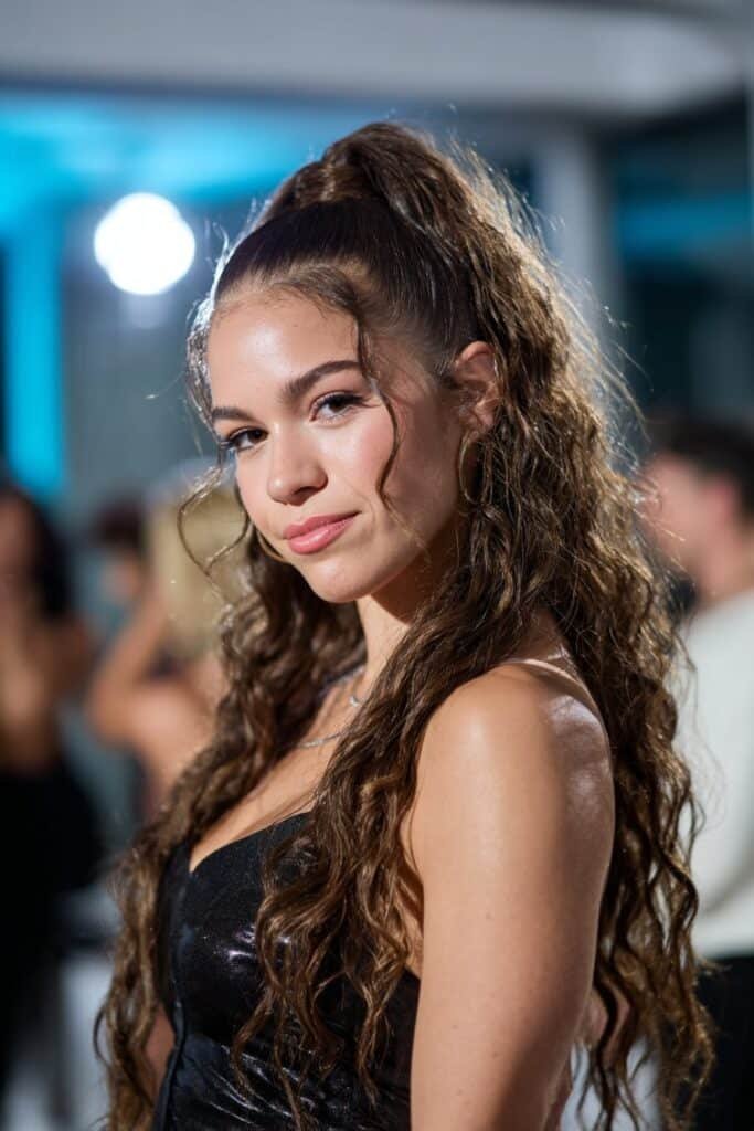 girl with glam ponytail dance hairstyle