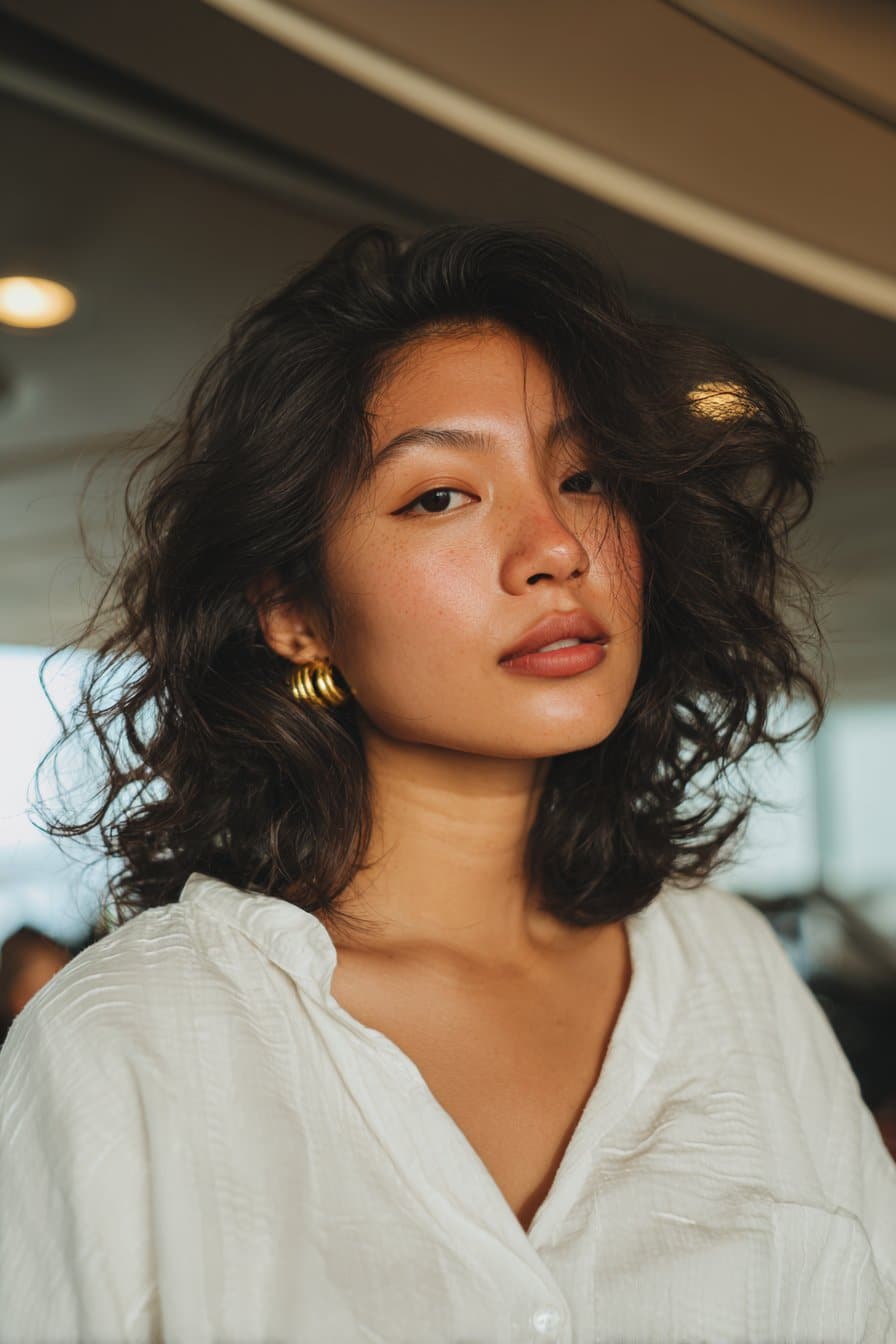 Butterfly layered haircut for wavy hair with airy volume and movement