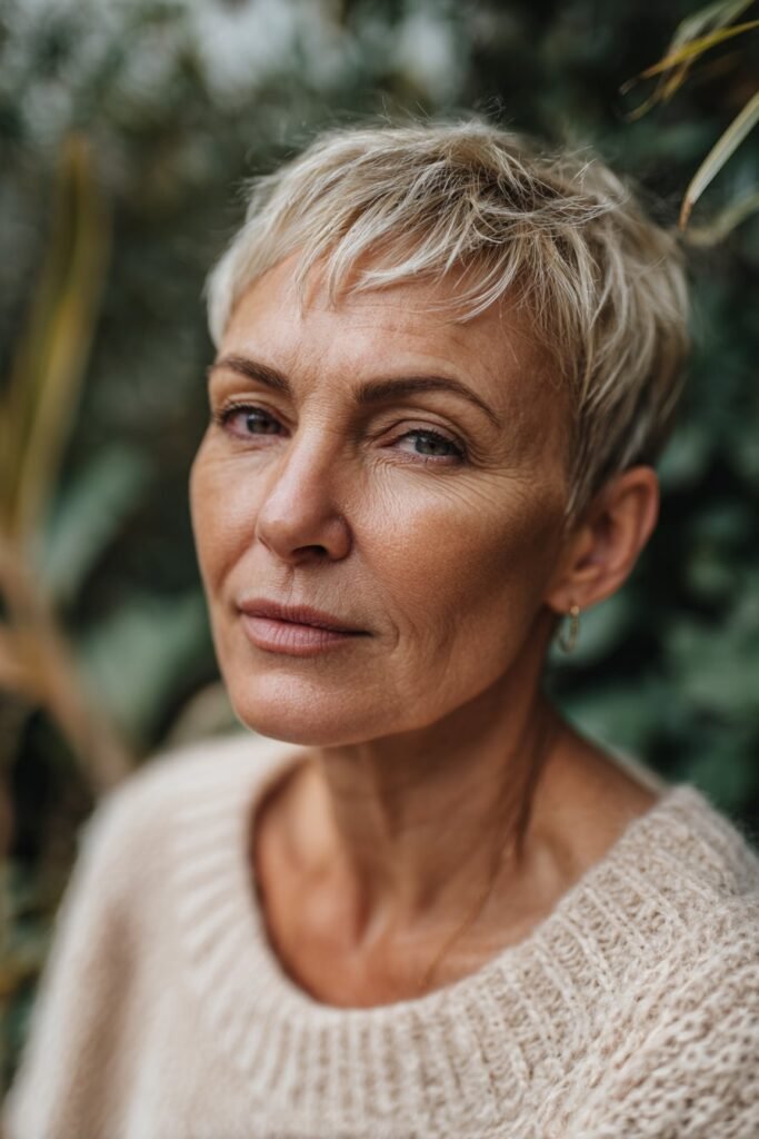 Feathered shag haircut for older women with airy layers and soft volume