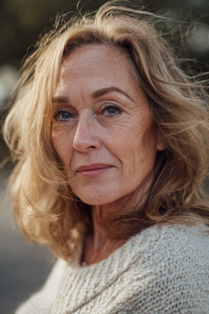 woman over 70 with soft textured waves