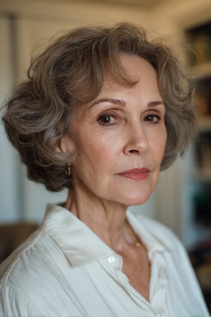woman over 70 with voluminous blowout hairstyle