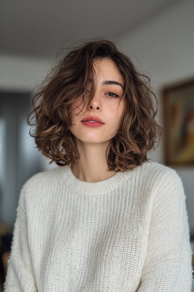 Wispy layered hairstyle with delicate soft waves