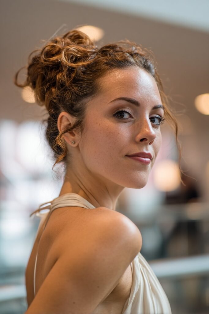 girl with twisted chignon dance hairstyle
