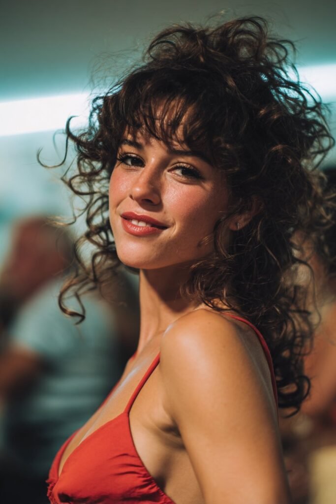 girl with voluminous curls dance hairstyle