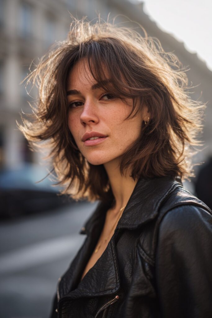 medium length wolf cut shag hairstyle