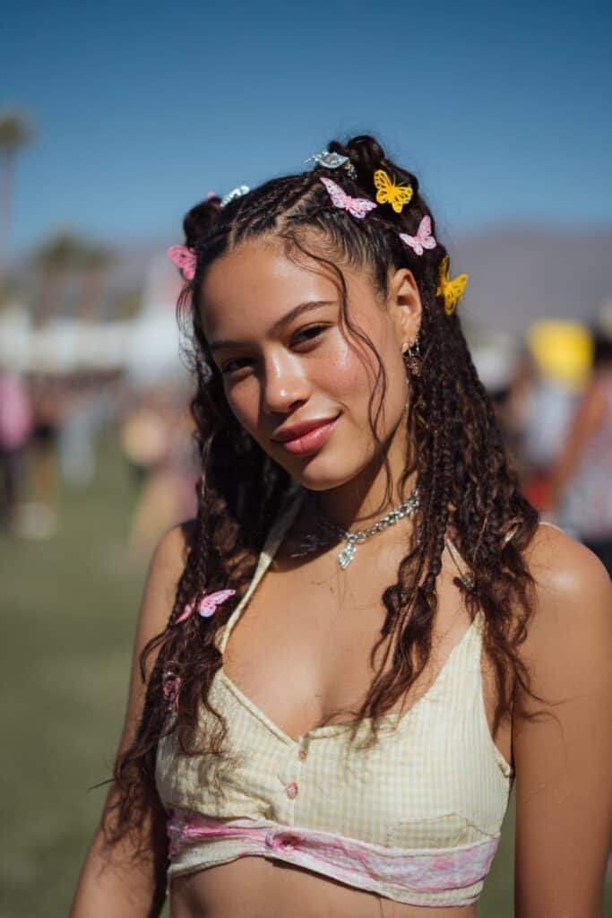 butterfly clips retro hairstyle festival look