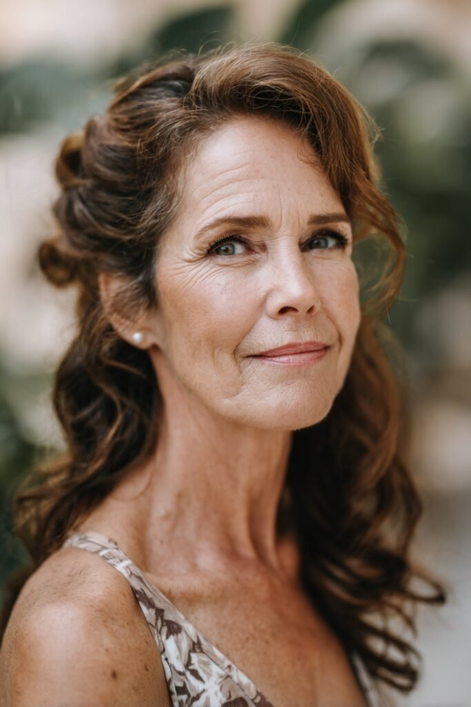 mother of the bride hairstyles for summer wedding half up curls