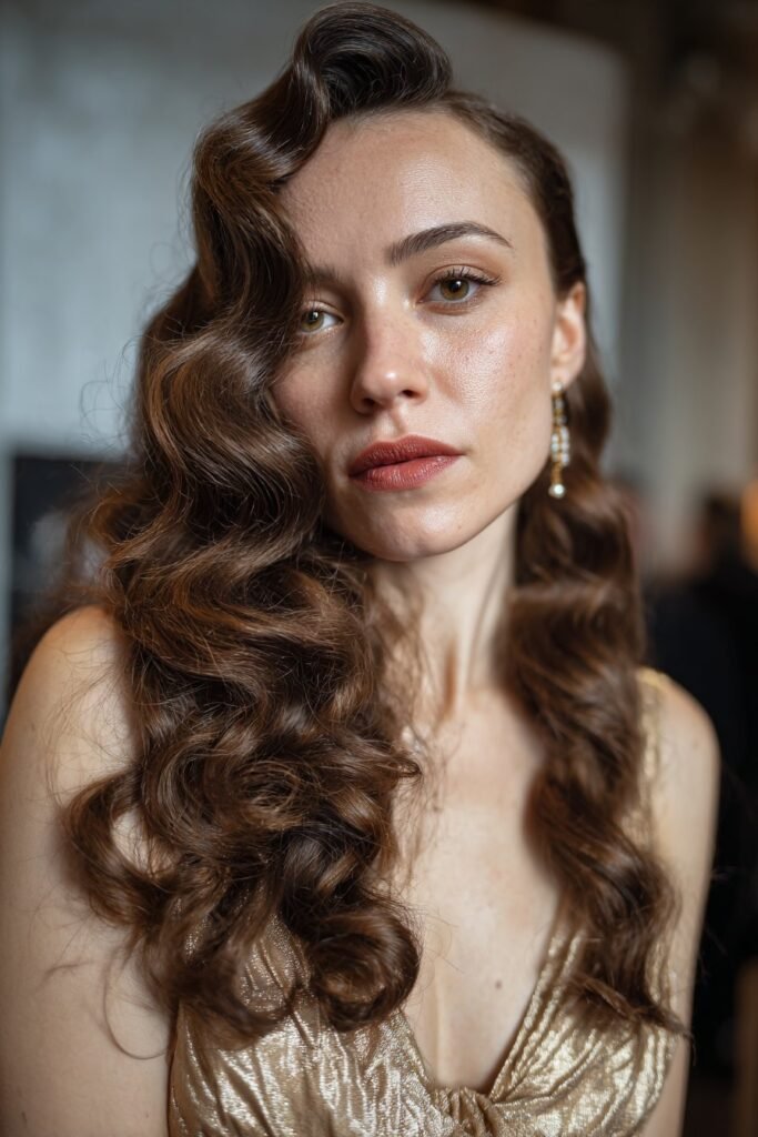 woman with marcel waves hairstyle, deep structured waves