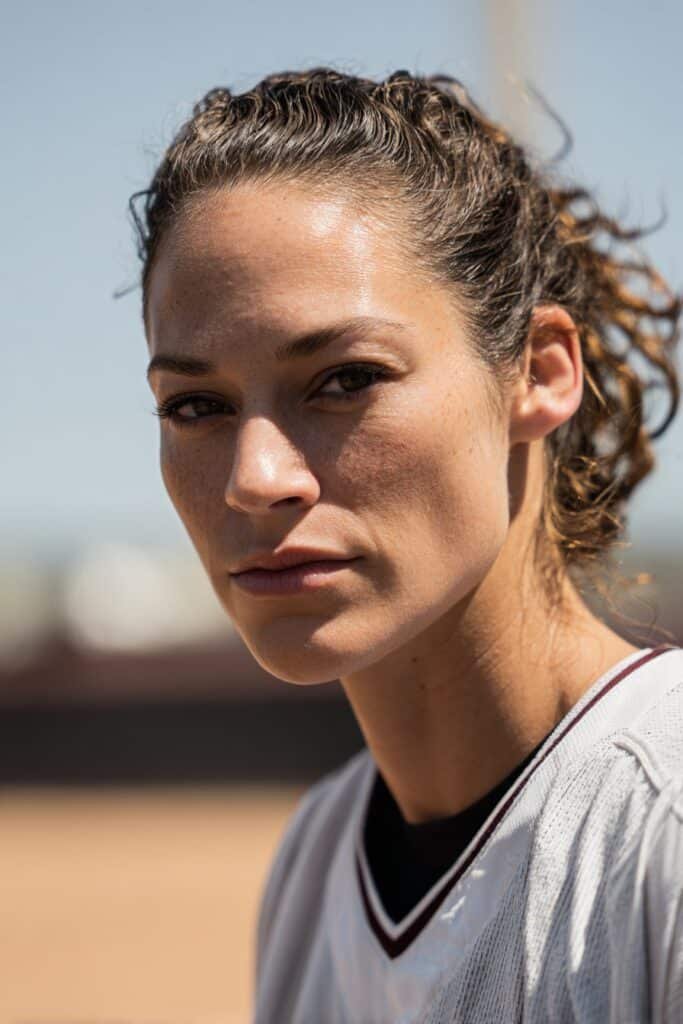 girl with slicked-back short hair, neat softball hairstyles